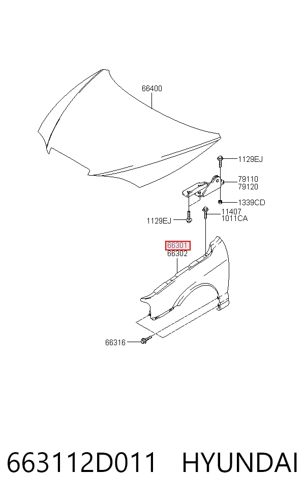 Aleta delantera izquierda para Hyundai Elantra III XD