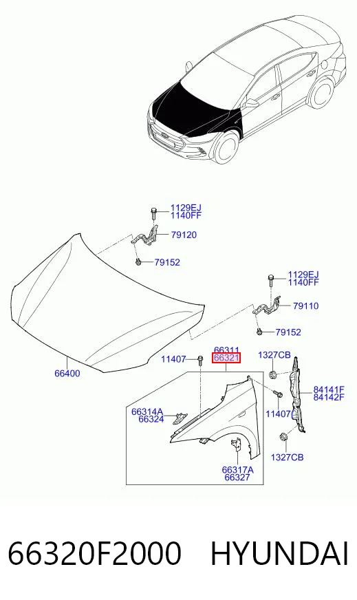 66320F2000 Hyundai/Kia Aleta delantera