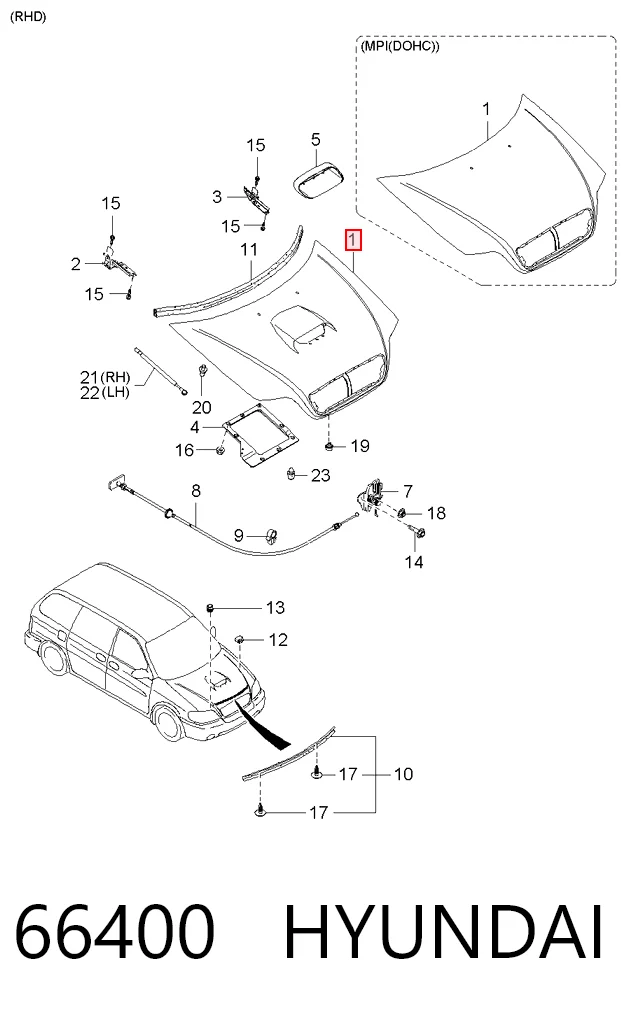 66400 Hyundai/Kia Capó delantero