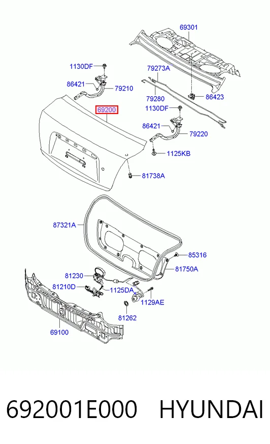 Tapa de maletero para Hyundai Accent III MC