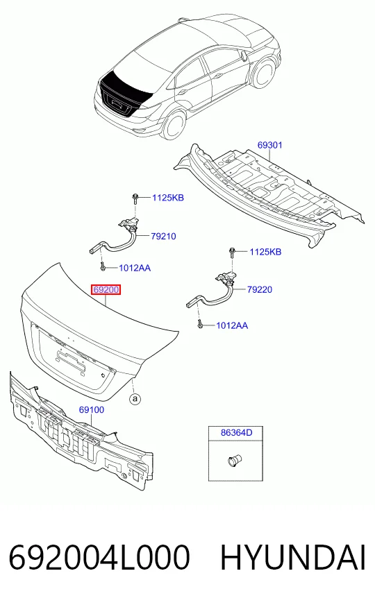 Tapa del maletero Hyundai Accent IV sedán (SB) (2014 - 2017) precio, desde 415,26 EUR