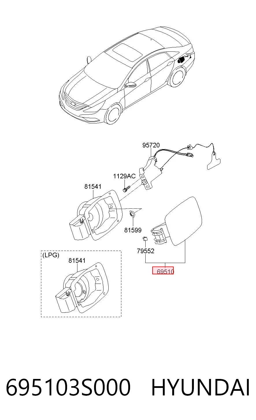 Tapa tanque combustible para Hyundai Sonata VI YF