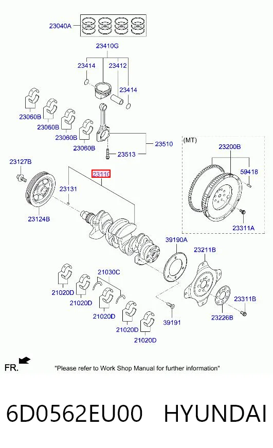 Cigüeñal del motor Hyundai Tucson III