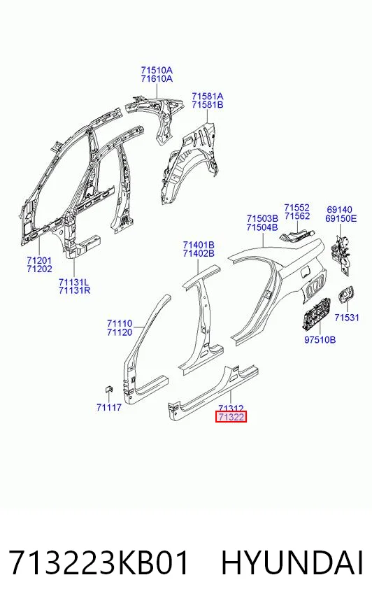 Comprar Umbral exterior derecho Hyundai Sonata V NF a bajo precio