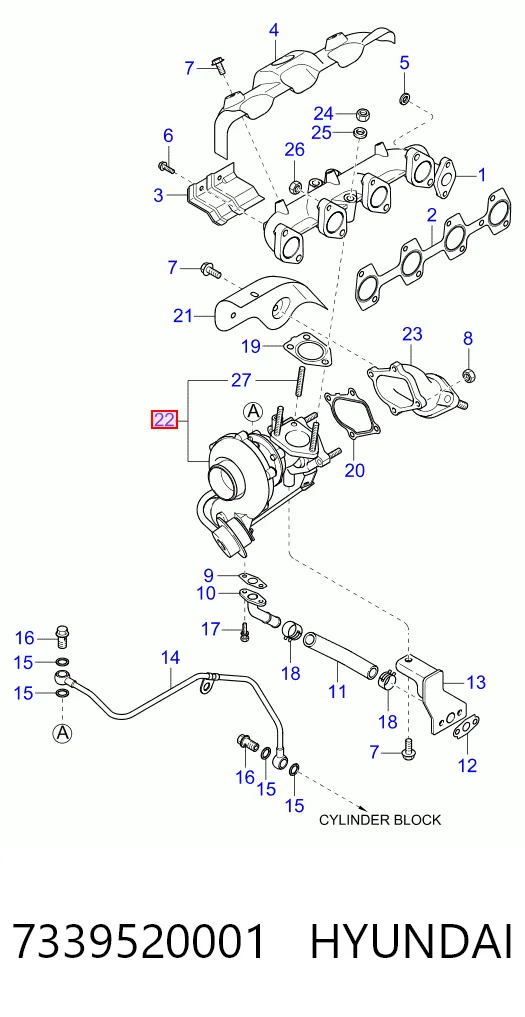 7339520001 Hyundai/Kia Turbo para motor