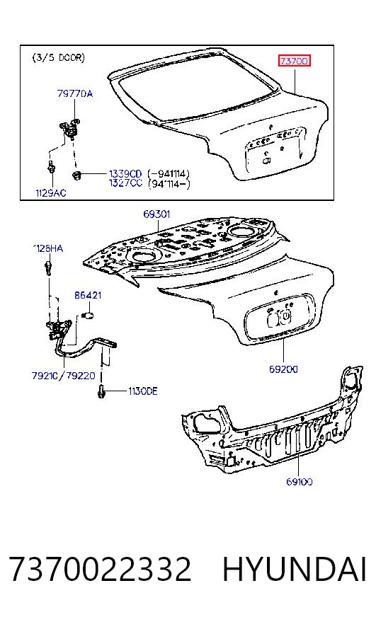 Porton trasero para Hyundai Accent I 