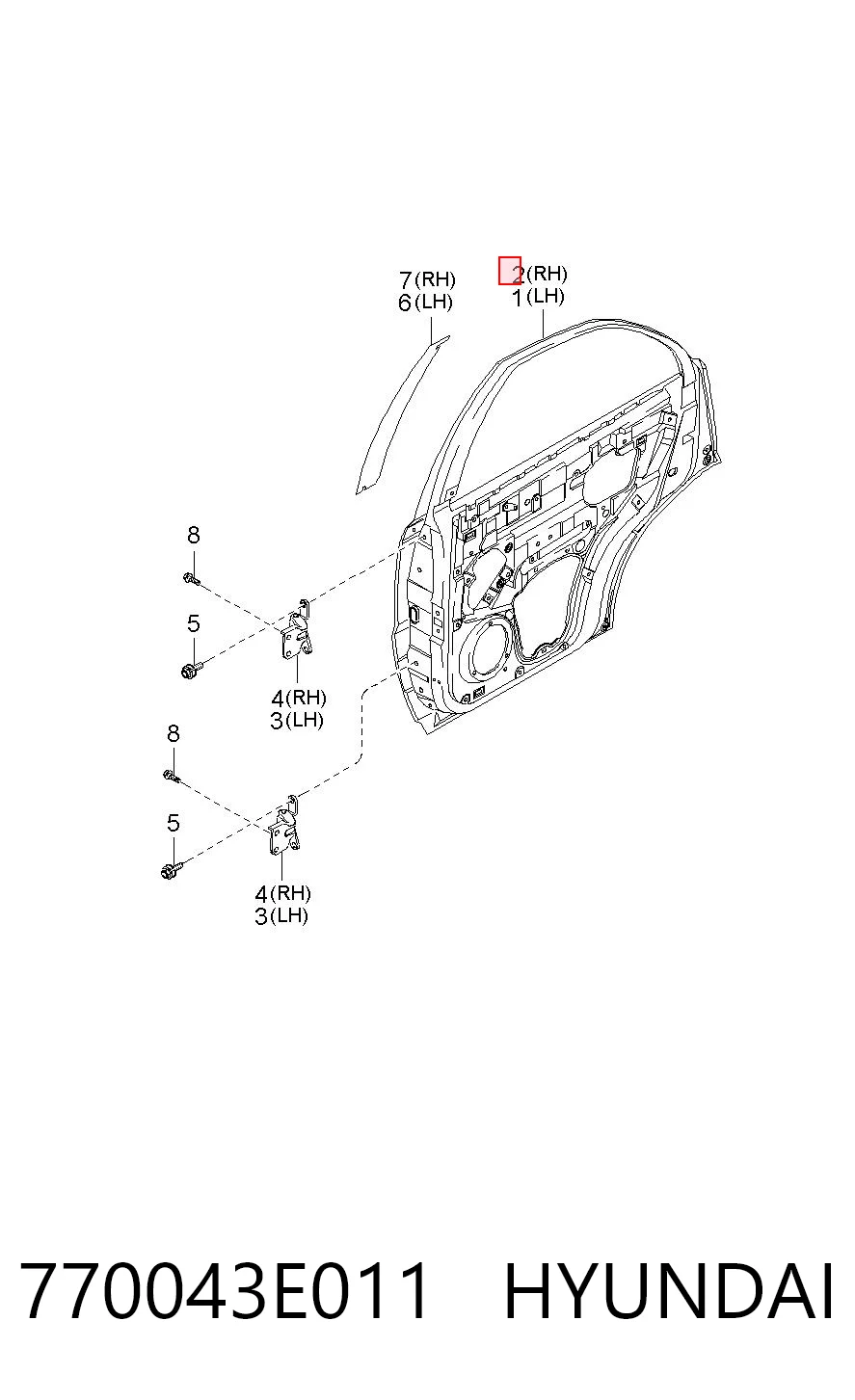Puerta trasera derecha 770043E011 HYUNDAI