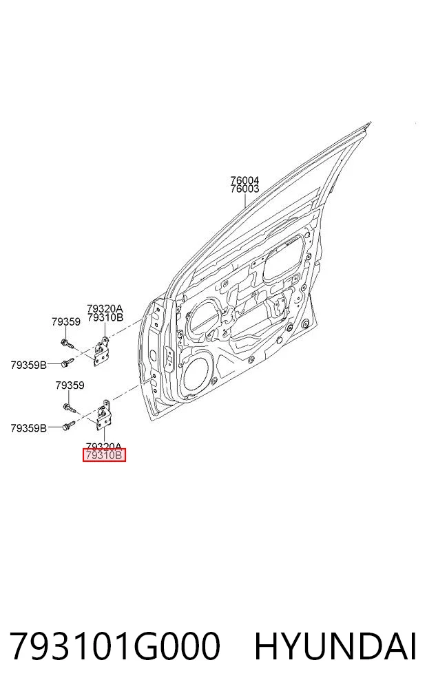 793101G000 Hyundai/Kia Bisagra de puerta delantera izquierda