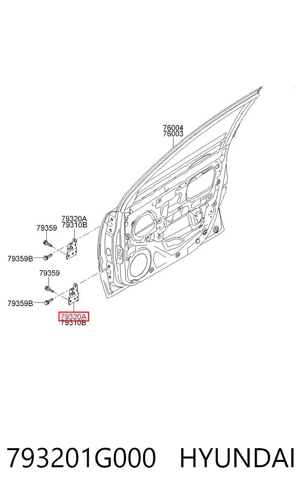 793201G000 Hyundai/Kia Bisagra de la puerta delantera derecha