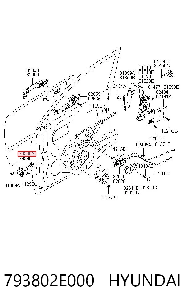 793802E000 Hyundai/Kia Limitador de apertura de puerta delantera izquierda