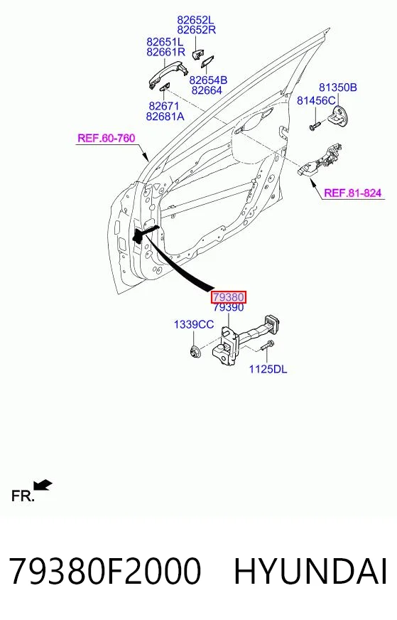 79380F2000 Hyundai/Kia Limitador de apertura de puerta delantera izquierda