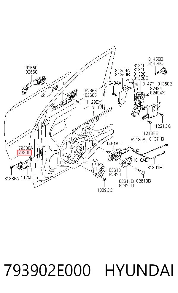 793902E000 Hyundai/Kia Limitador de apertura de puerta delantera derecha