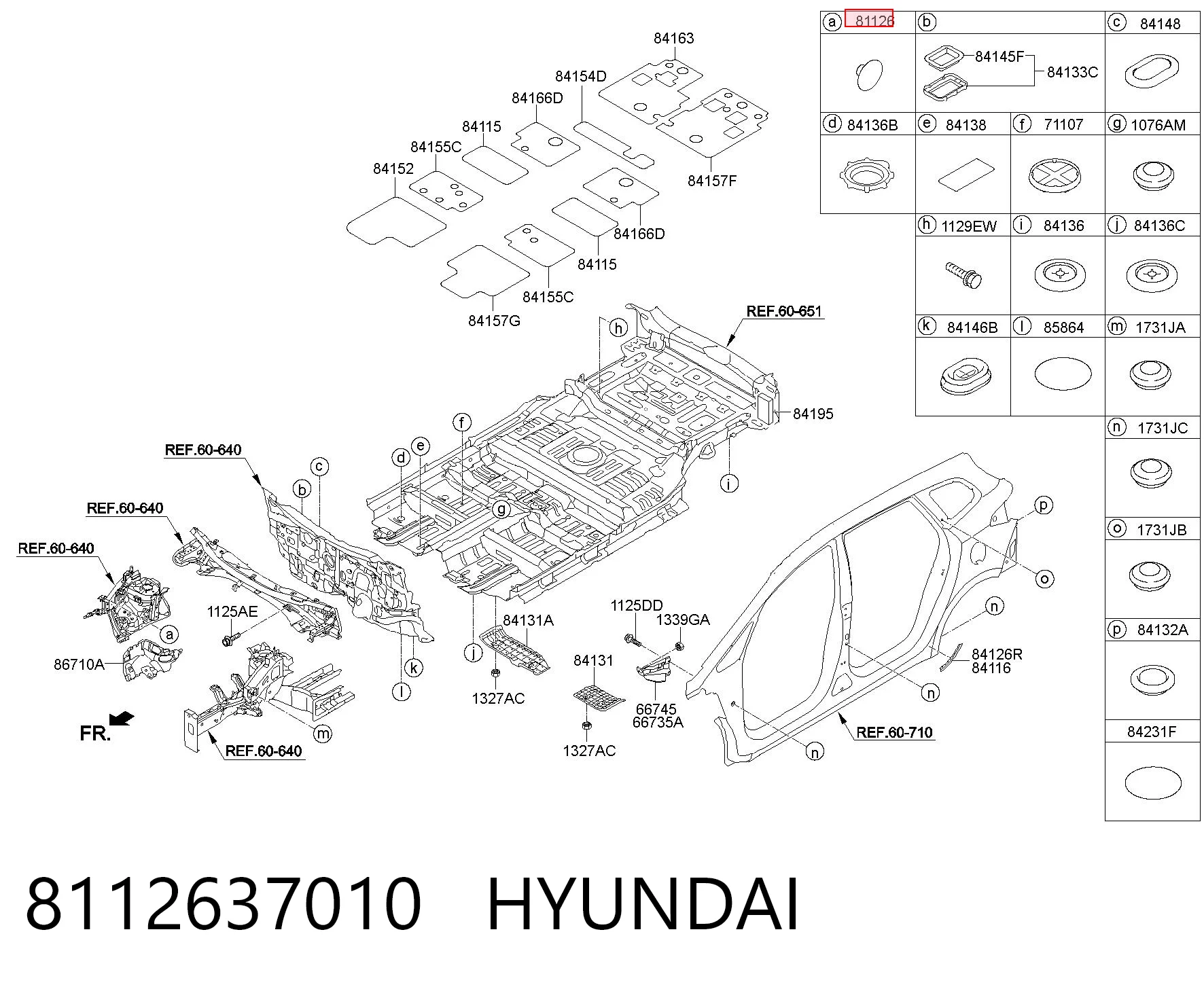 8112637010 Hyundai/Kia Clip del aislante del capó
