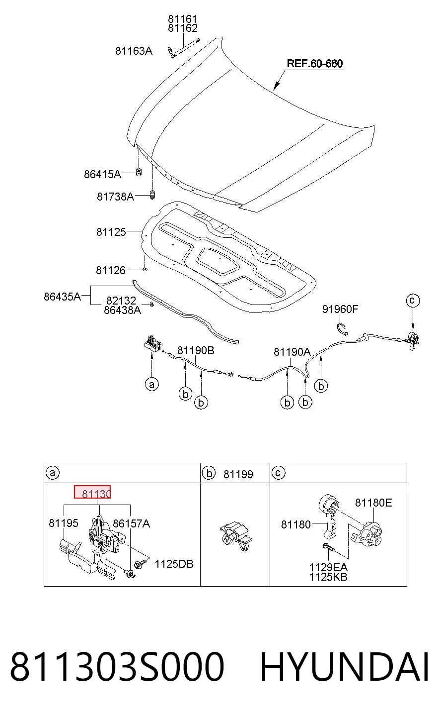 Cerradura de Capot para Hyundai Sonata VI YF