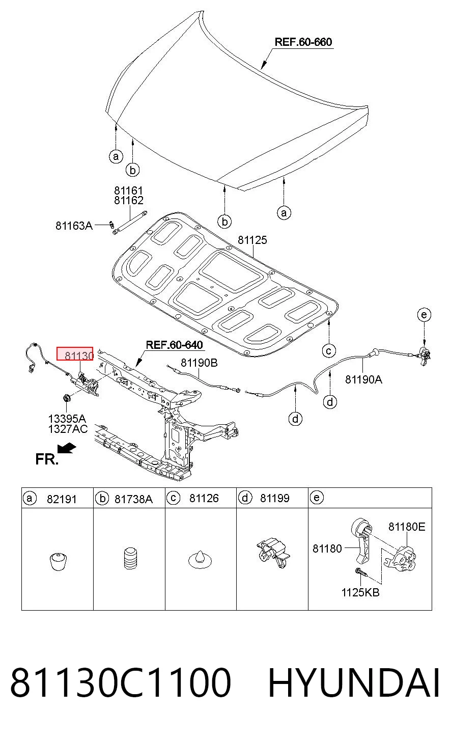 81130C1100 Hyundai/Kia Cerradura de Capot