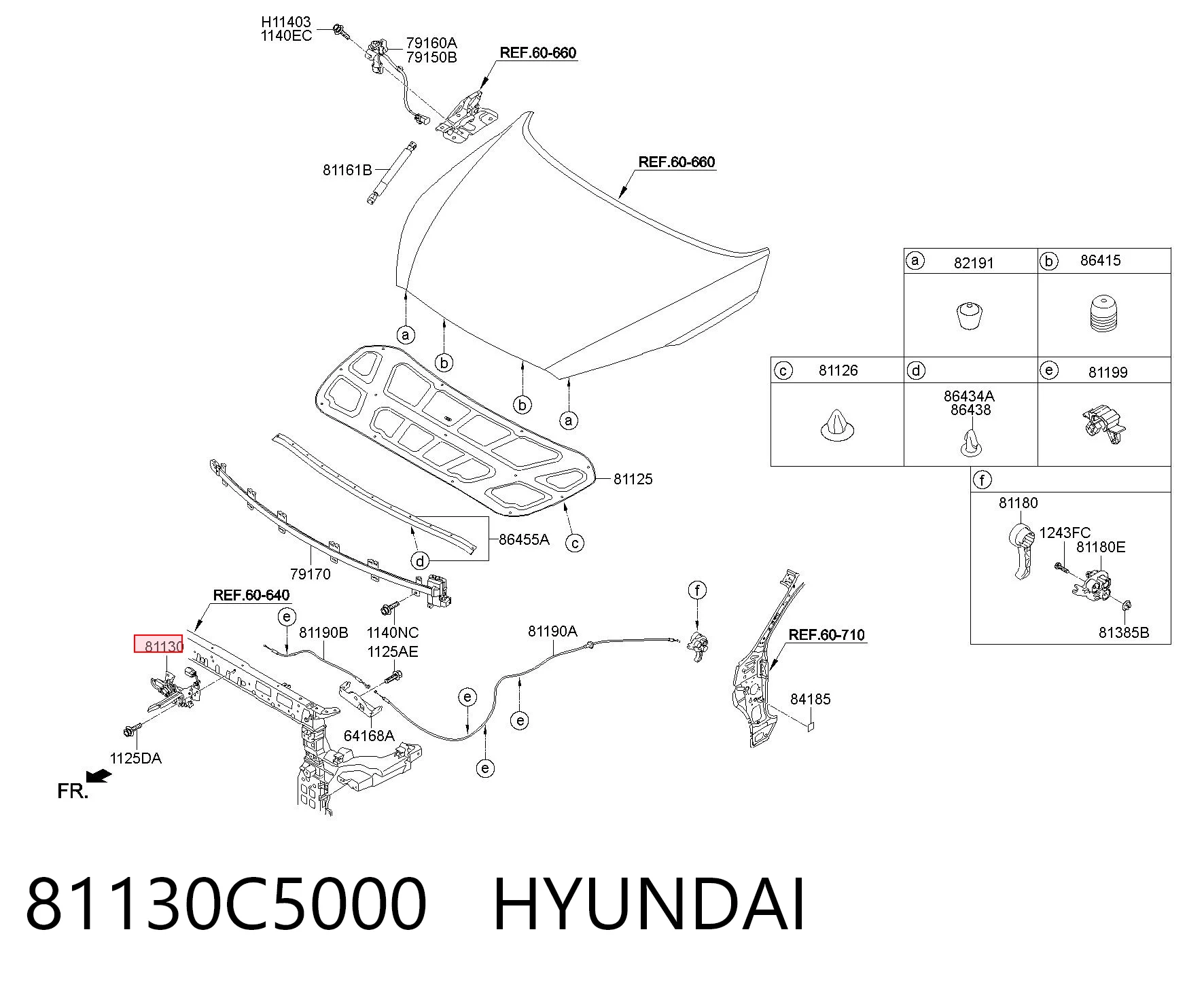81130C5000 Hyundai/Kia Cerradura de Capot