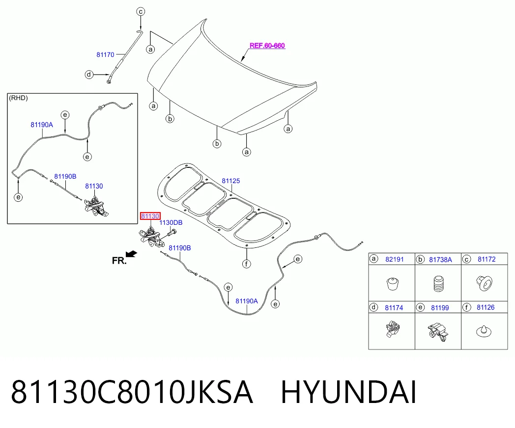 Cerradura de Capot para Hyundai I20  GB