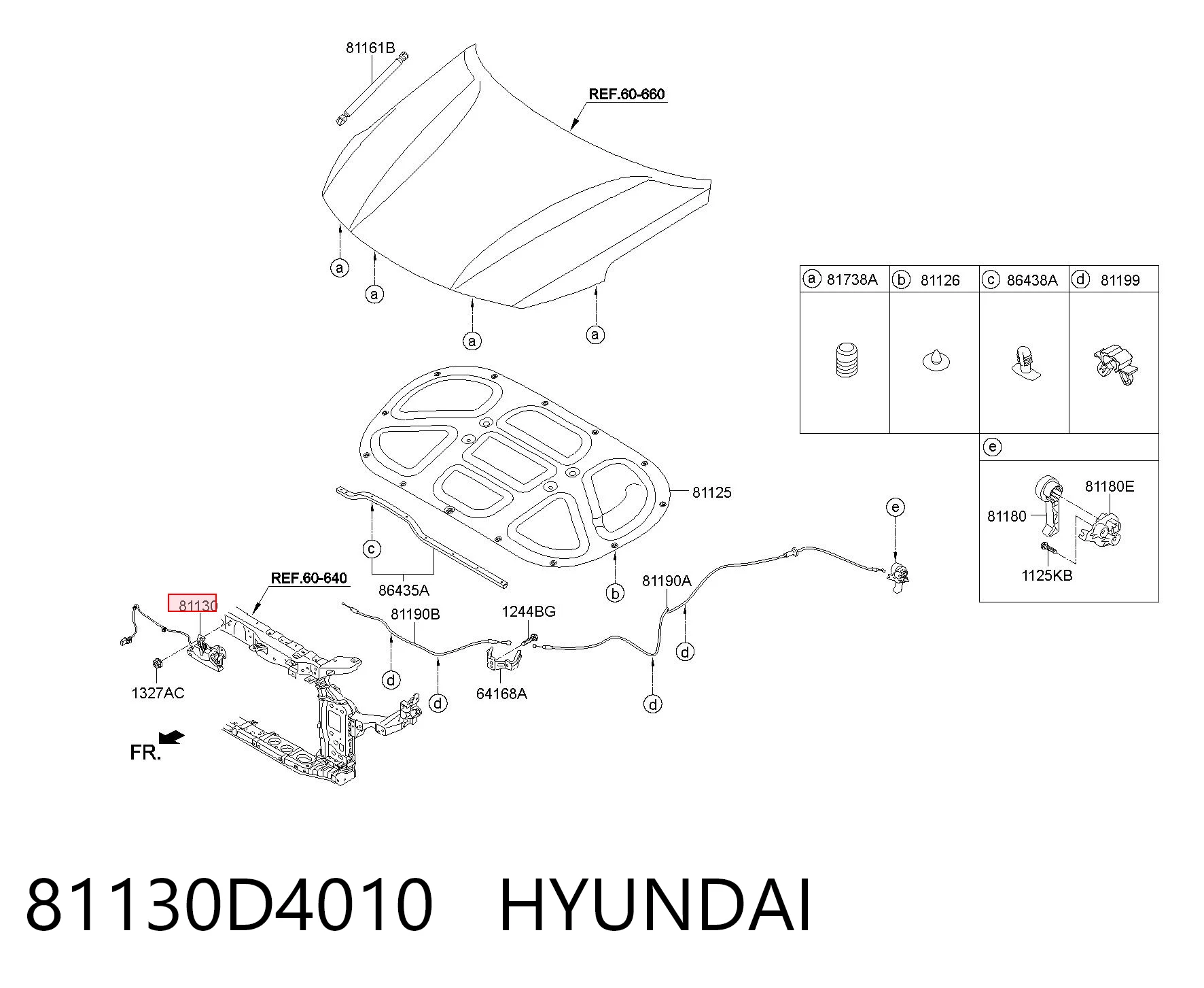 81130D4010 Hyundai/Kia Cerradura de Capot