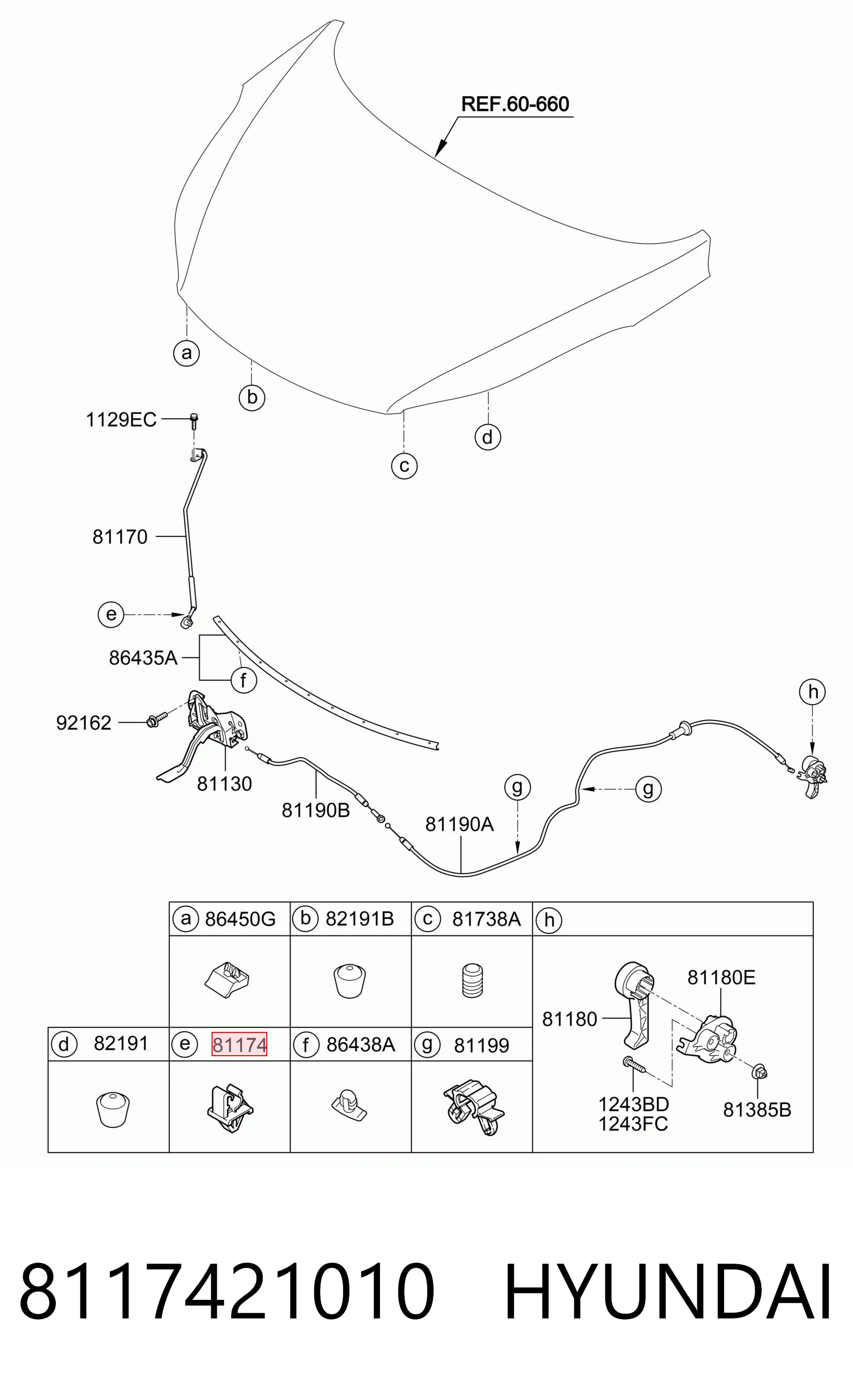 8117421010 Hyundai/Kia Fijador del soporte del capó
