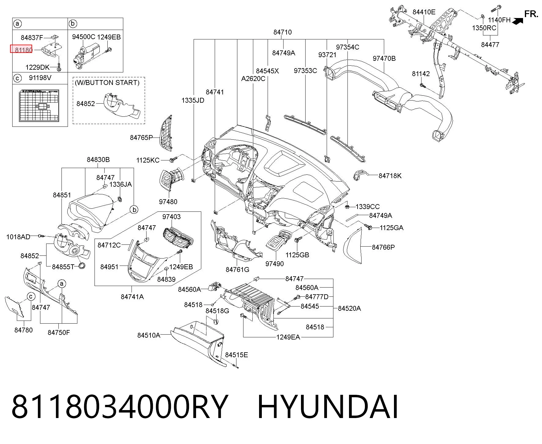8118034000RY Hyundai/Kia Palanca de apertura del capó