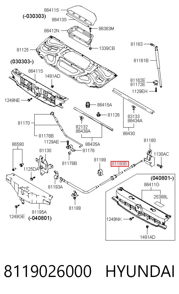 Comprar Cable de apertura del capó Hyundai Santa Fe I SM a bajo precio