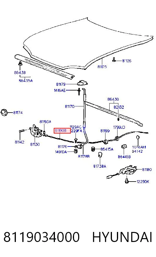 Comprar Cable de apertura del capó Hyundai Sonata III Y-3 a bajo precio