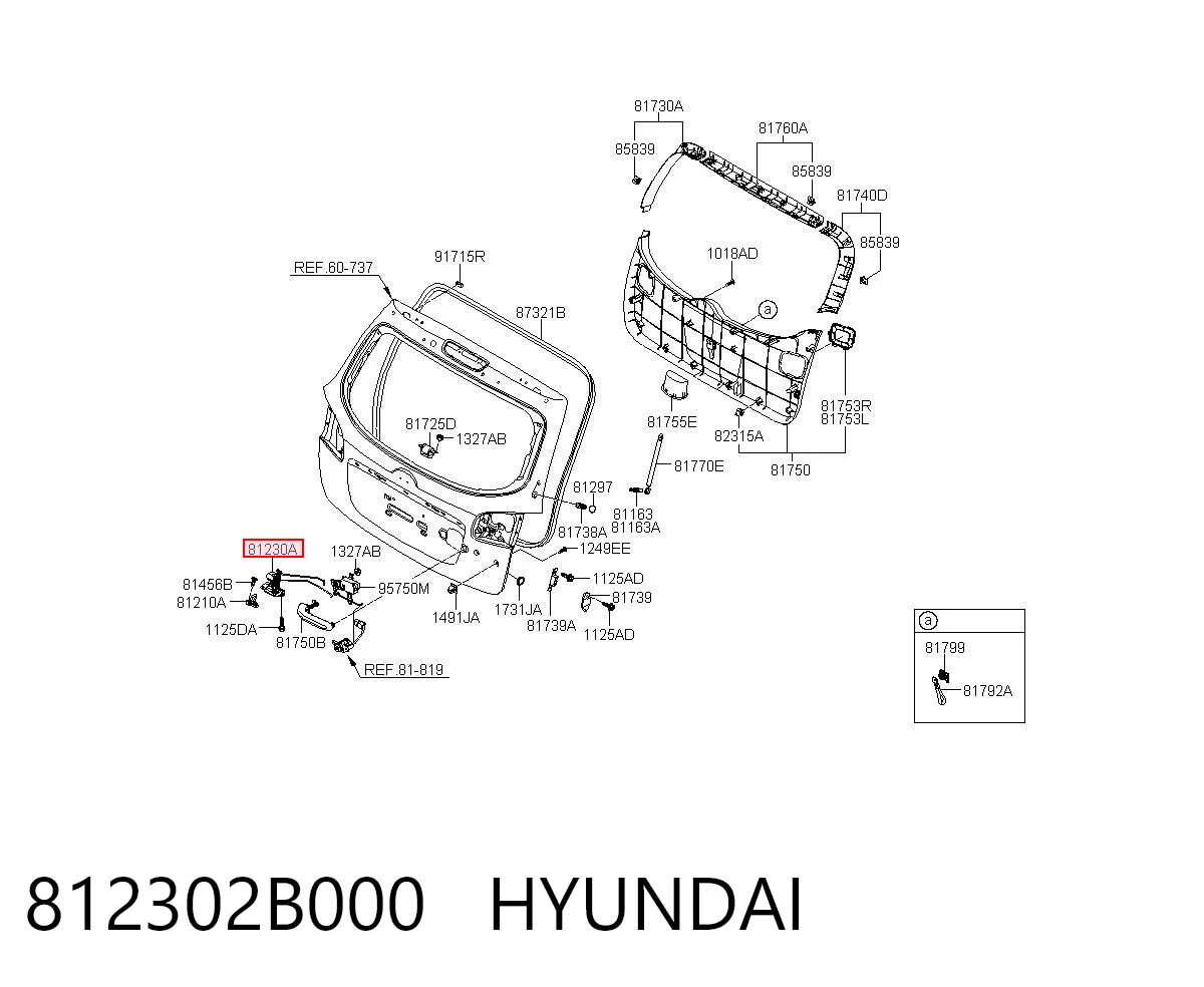 812302B000 Hyundai/Kia Cierre del maletero