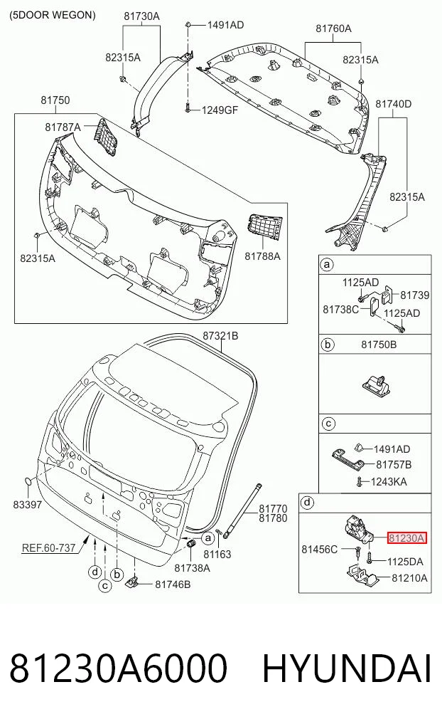 81230A6000 Hyundai/Kia Cierre del maletero