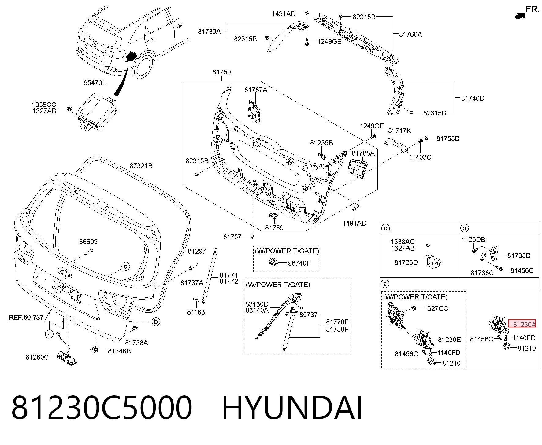 81230C5000 Hyundai/Kia Cierre del maletero
