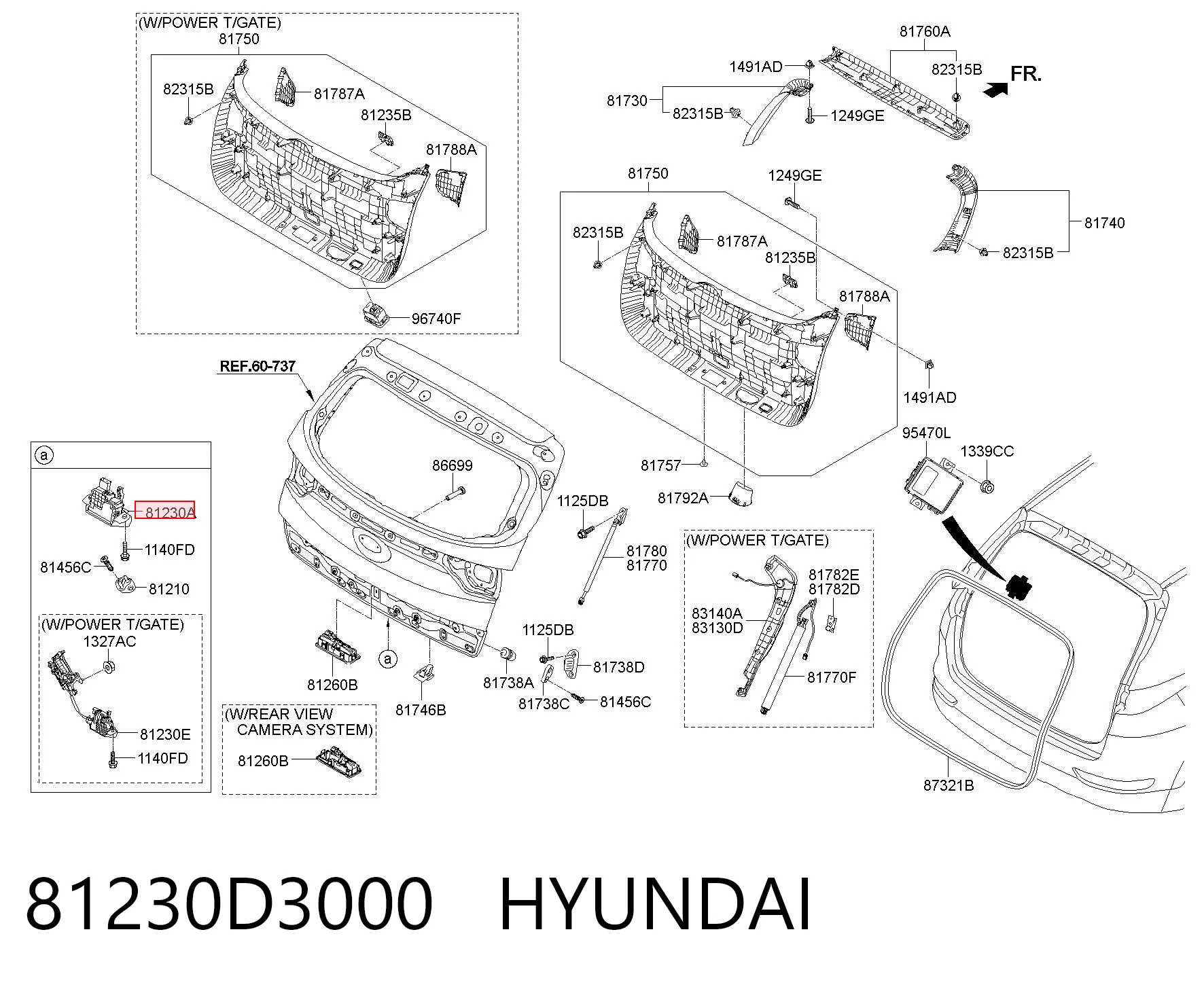 81230D3000 Hyundai/Kia Cierre del maletero