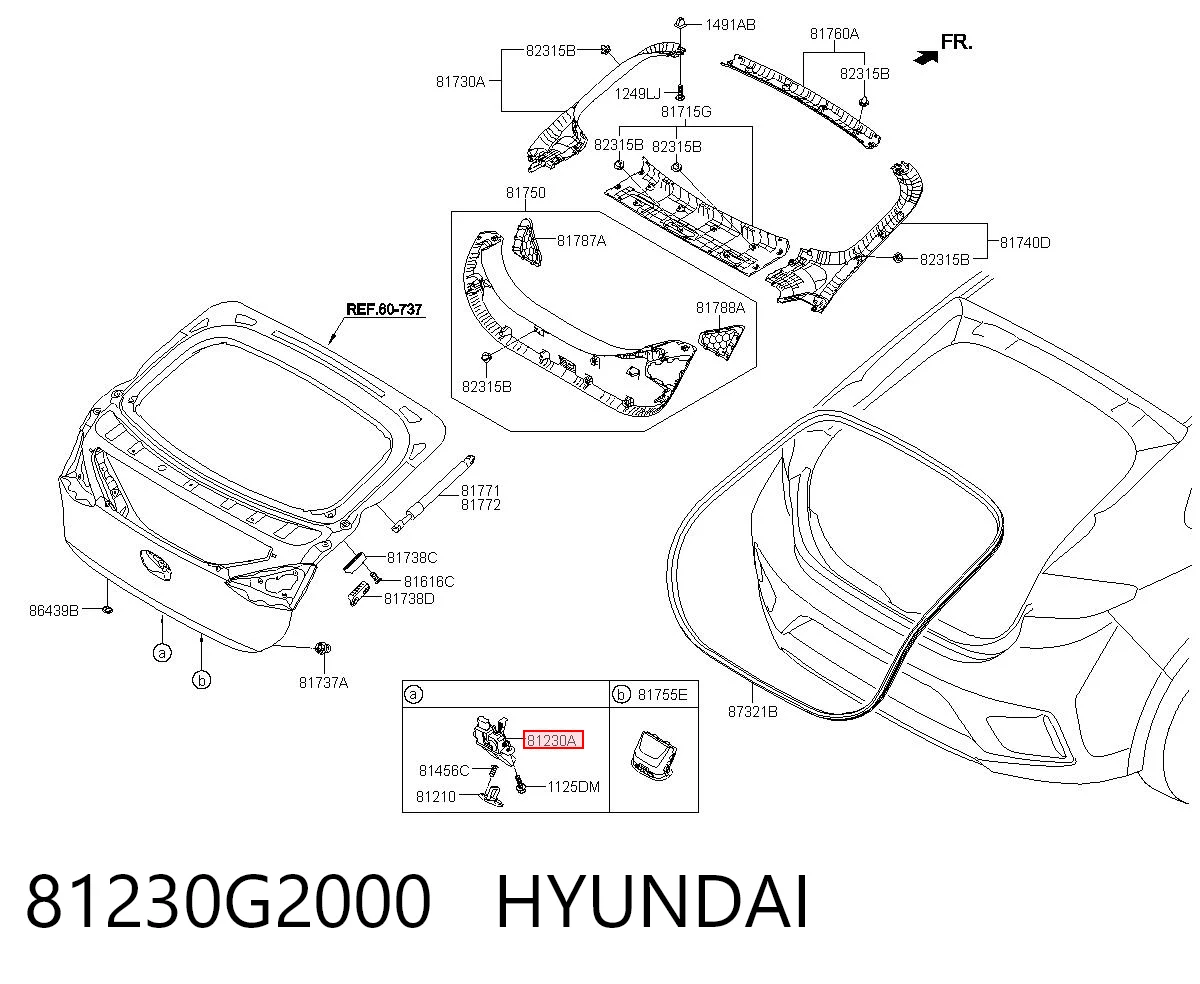 81230G2000 Hyundai/Kia Cierre del maletero