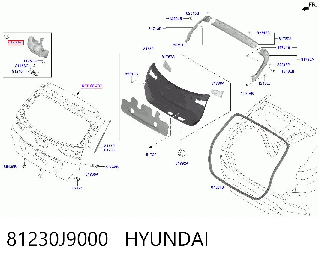 81230J9000 Hyundai/Kia Cierre del maletero