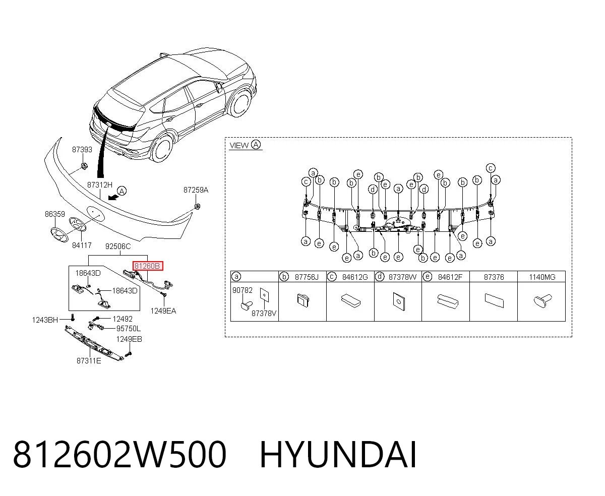 812602W500 Hyundai/Kia Manilla de puerta de maletero exterior