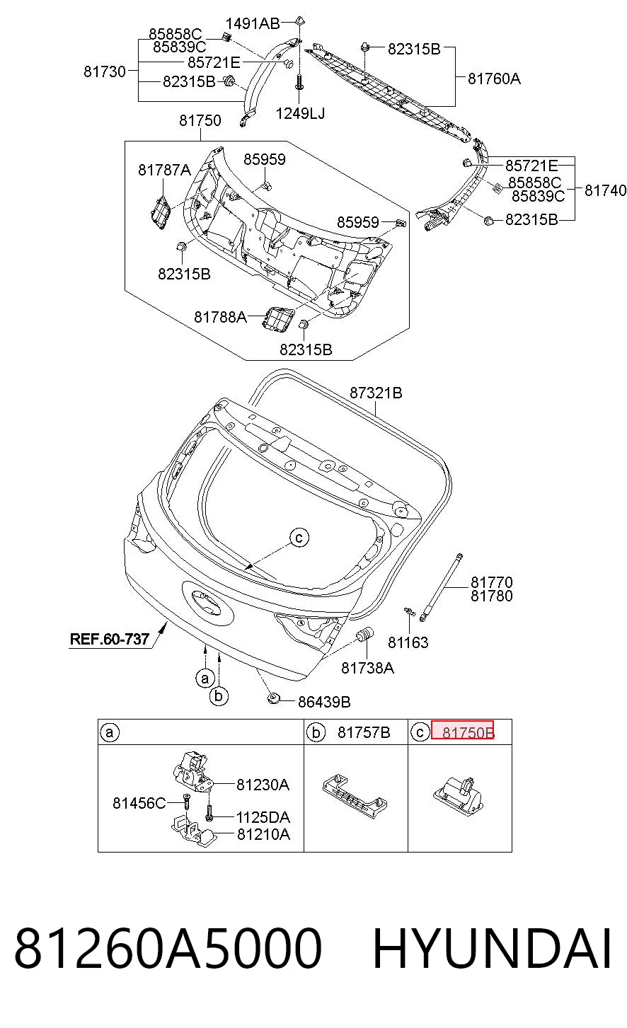 81260A5000 Hyundai/Kia Tirador de maletero exterior