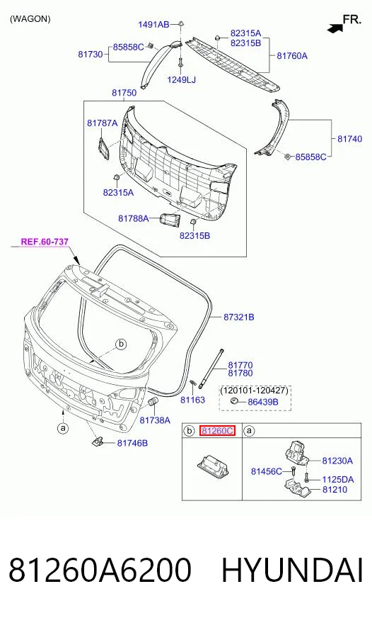 81260A6200 Hyundai/Kia Manilla de puerta de maletero exterior