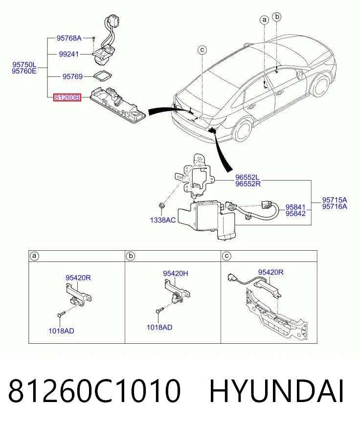 81260C1010 Hyundai/Kia Manilla de puerta de maletero exterior