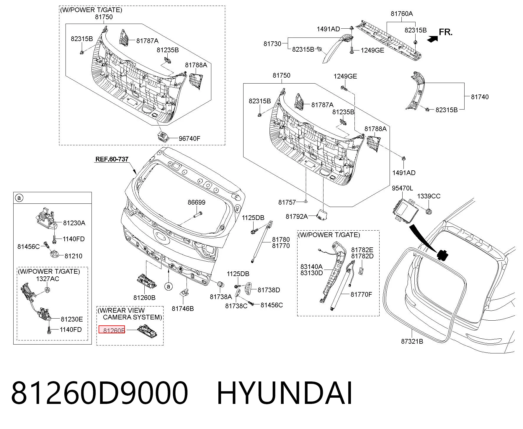 81260D9000 Hyundai/Kia Manilla de puerta de maletero exterior