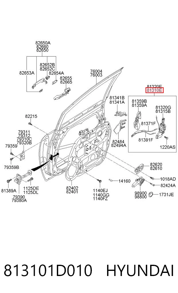813101D010 Hyundai/Kia Cerradura de puerta