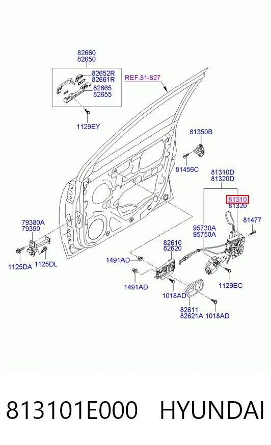 813101E000 Hyundai/Kia Cerradura de puerta