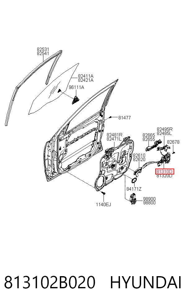 813102B020 Hyundai/Kia Cerradura de puerta