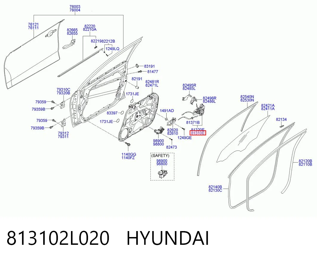 813102L020 Hyundai/Kia Cerradura de puerta