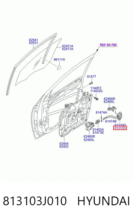 813103J010 Hyundai/Kia Cerradura de puerta