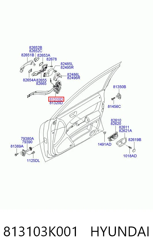 813103K001 Hyundai/Kia Cerradura de puerta
