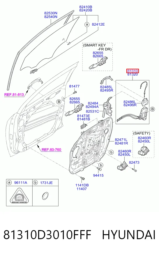 Cerradura delantera izquierda para Hyundai Tucson III (TL)