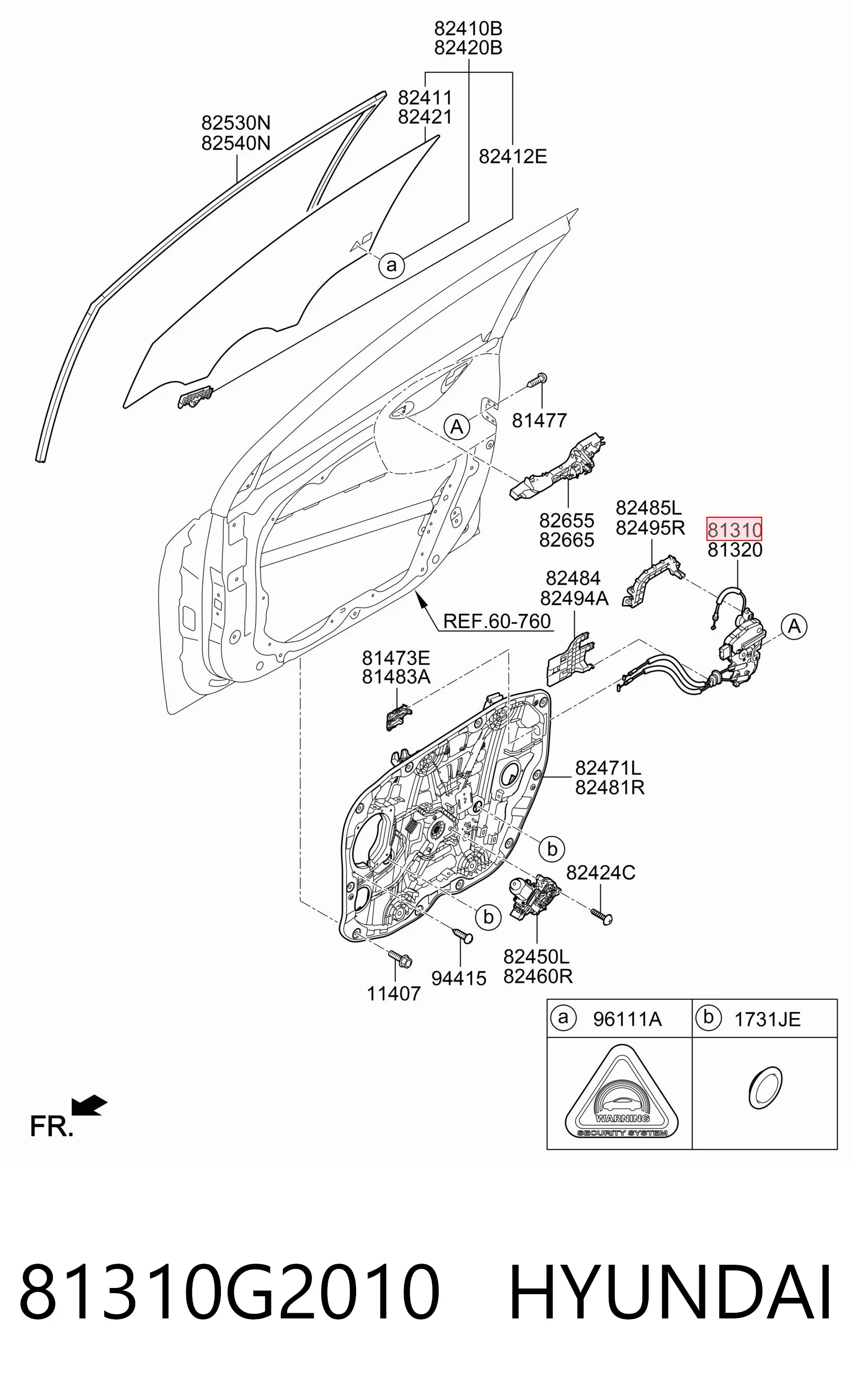 81310G2010 Hyundai/Kia Cerradura de puerta