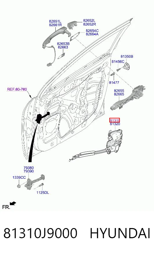 Cerradura de puerta para Hyundai KONA  OS