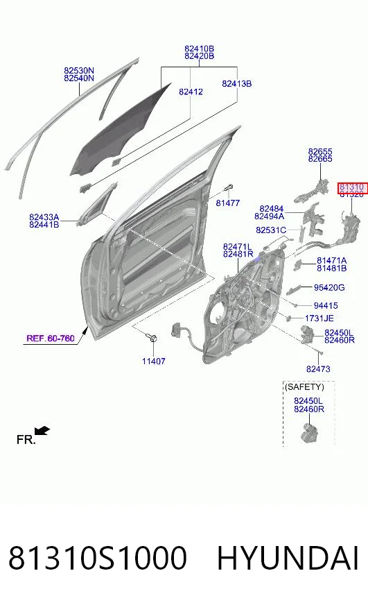 81310S1000 Hyundai/Kia Cerradura de puerta