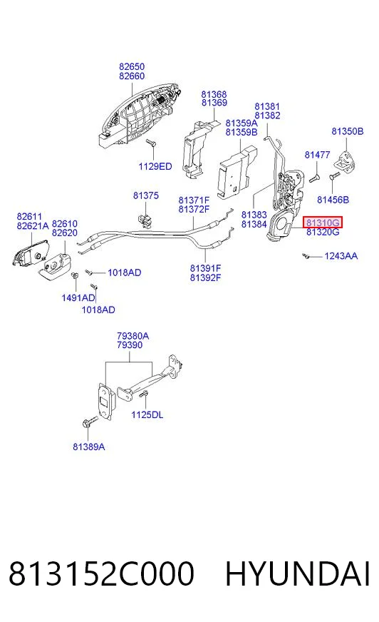 813152C000 Hyundai/Kia Cerradura de puerta