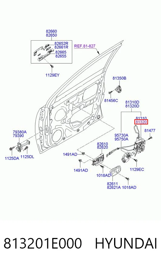 813201E000 Hyundai/Kia Cerradura delantera derecha