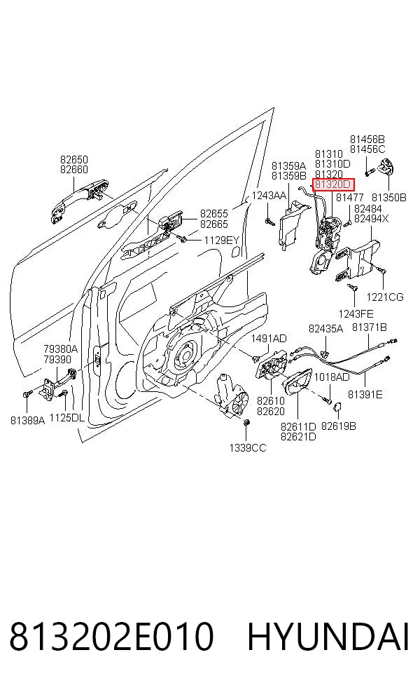 813202E010 Hyundai/Kia Cerradura delantera derecha